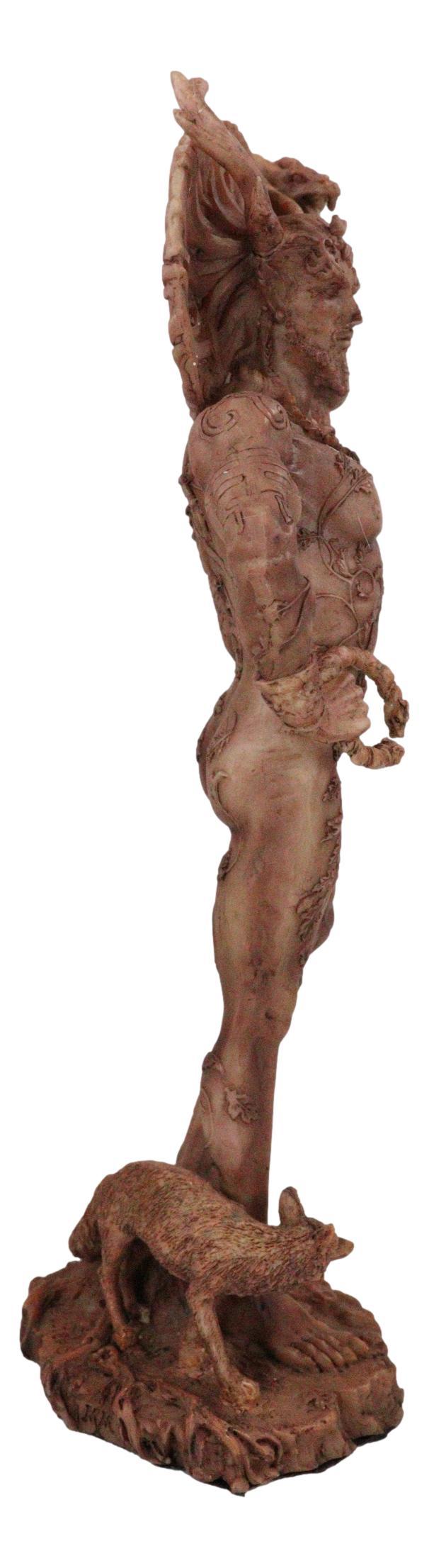 Celtic God Cernunnos Horned God Herne The Hunter Holding Serpent Figurine 9.5"H