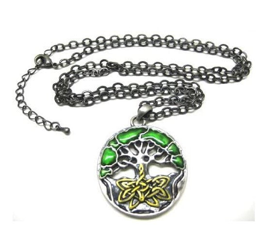 Celtic Green Tree Of Life Alloy Necklace Lead Free