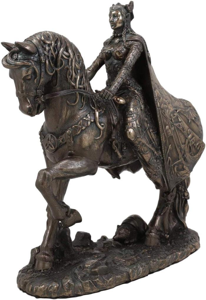 Celtic Irish Moon Goddess Rhiannon Riding Horse In Arberth Statue 10" H