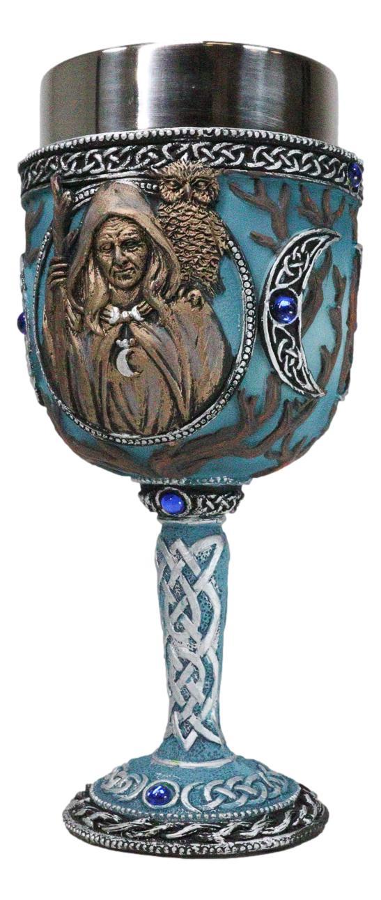 Celtic Knot Triple Moon Goddess Maiden Mother Crone Pagan Wiccan Wine Goblet