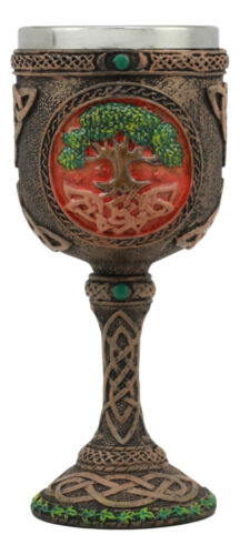 Celtic Knotwork Cosmic Sacred Tree Of Life Wine Goblet 5oz Vial Of Immortality