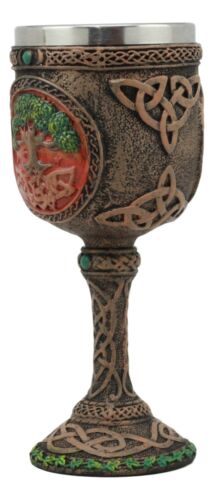 Celtic Knotwork Cosmic Sacred Tree Of Life Wine Goblet 5oz Vial Of Immortality