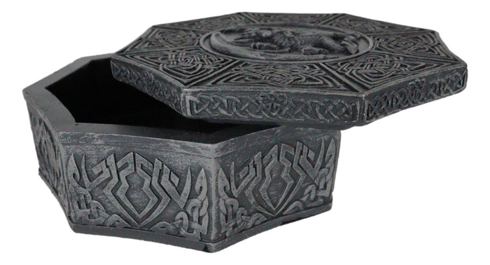 Celtic Knotwork Symbols Giant Winged Dragon Decorative Octagon Jewelry Box