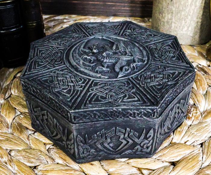 Celtic Knotwork Symbols Giant Winged Dragon Decorative Octagon Jewelry Box