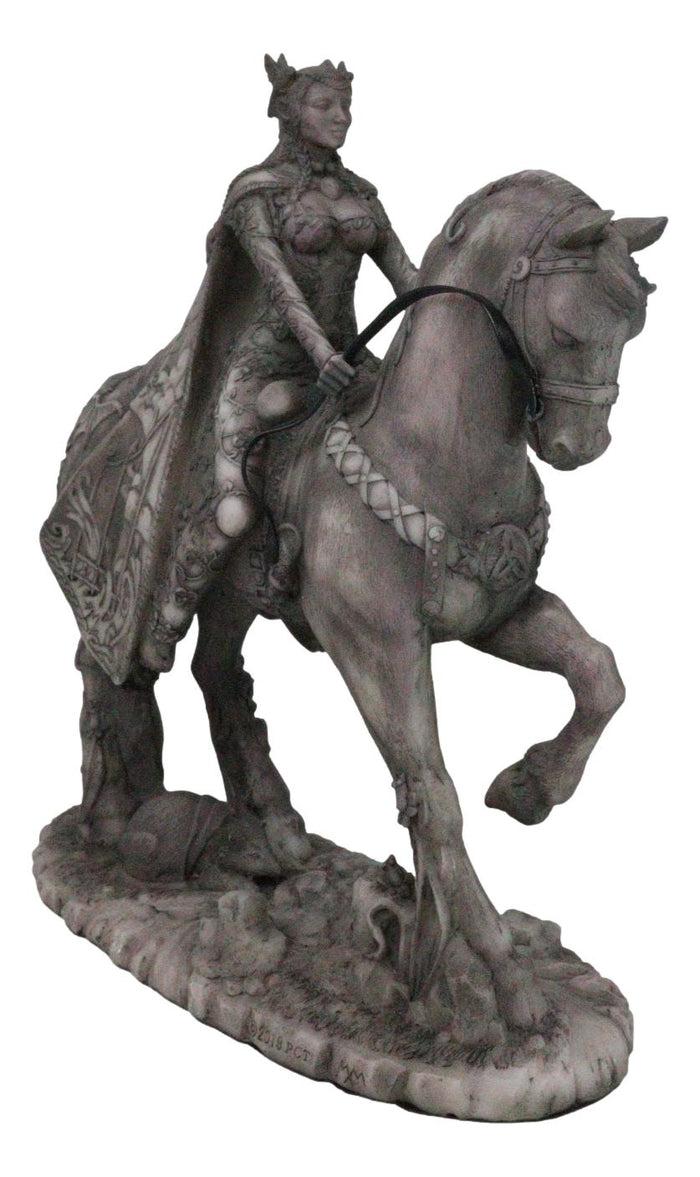 Celtic Moon Goddess Rhiannon Riding Horse In Arberth Clay Finish Figurine