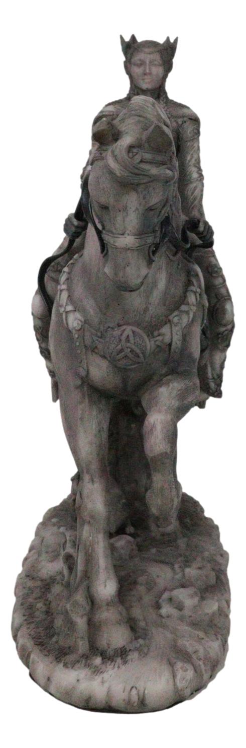 Celtic Moon Goddess Rhiannon Riding Horse In Arberth Clay Finish Figurine
