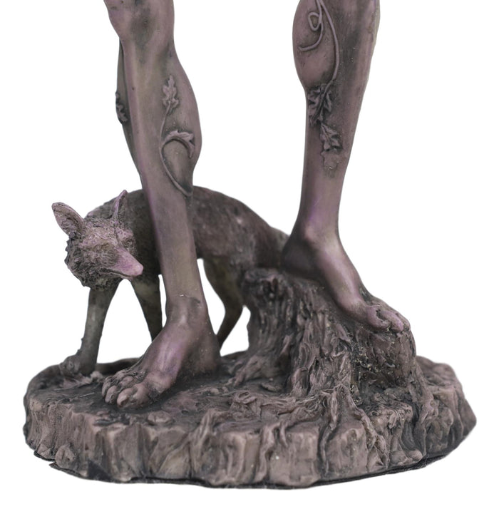 Celtic Shaman God Cernunnos The Horned God Holding Torc & Snake With Fox Statue