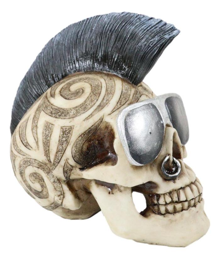Celtic Tattoo Knotwork Mohawk Black Punk Haired Skull With Cool Shades Figurine