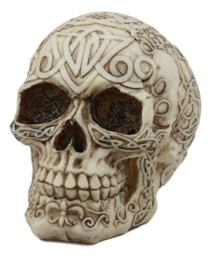 Celtic Tribal Tattoo Homo Sapien Skull Statue Ossuary Skeleton Cranium Figurine