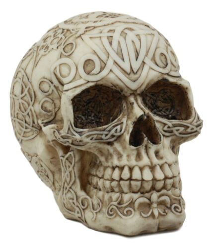 Celtic Tribal Tattoo Homo Sapien Skull Statue Ossuary Skeleton Cranium Figurine