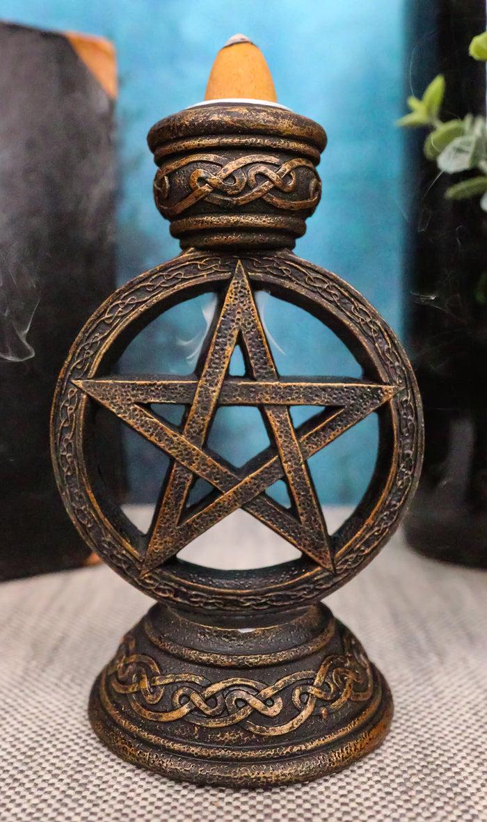 Celtic Witchcraft Wicca Sacred Pentagram Circle Backflow Incense Burner Figurine