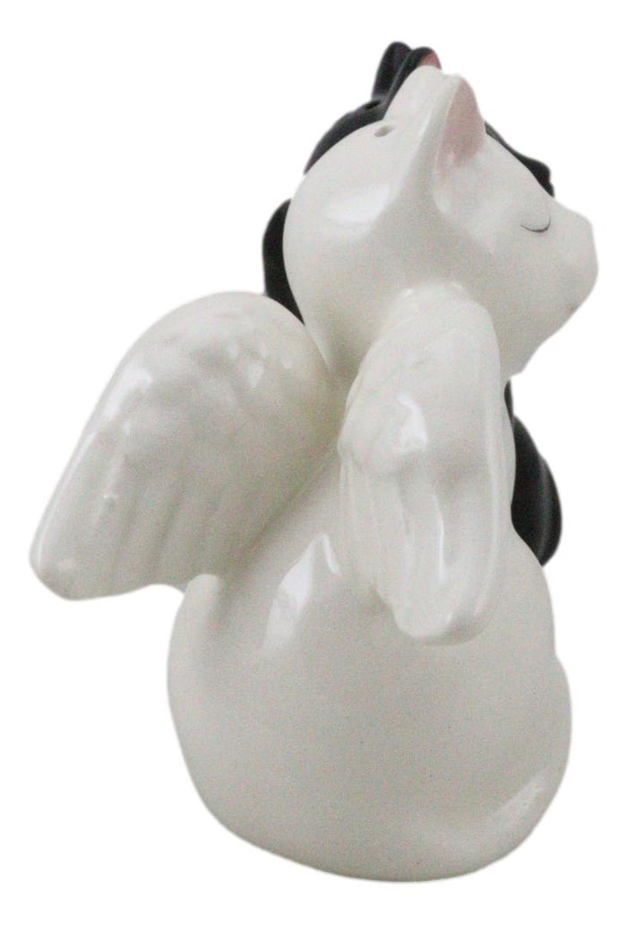 Ceramic Black White Angel Kitty Cats Devil Or Angel Salt And Pepper Shakers Set