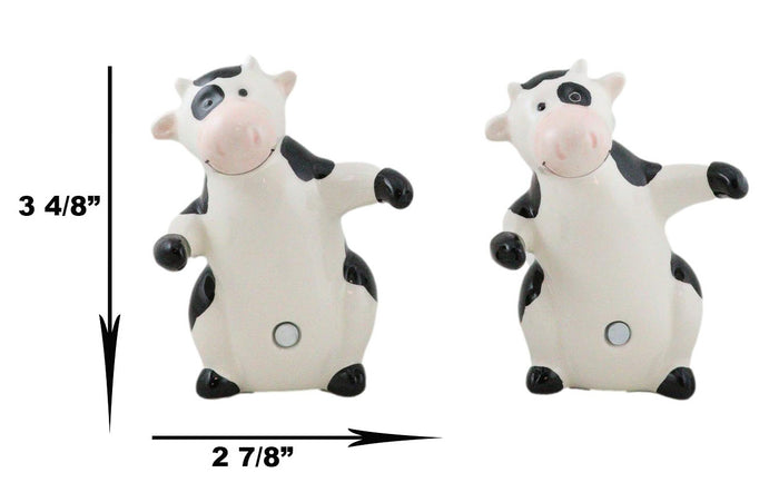 Ceramic Bovine Love Holstein Cows Couple Dancing Salt And Pepper Shakers Set