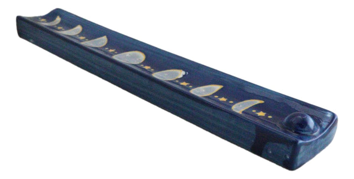 Ceramic Celestial Astrology Midnight Blue Moon Phase Incense Burner Figurine