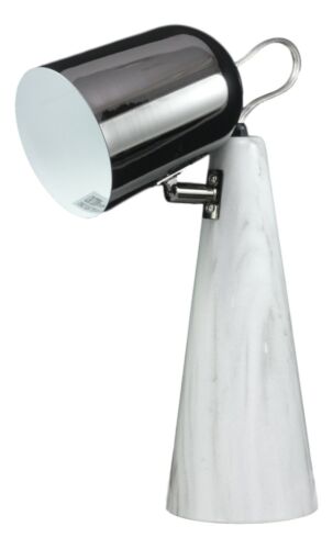 Ceramic Contemporary Cone Task Table Lamp Faux Carrara Marble Base Black Shade