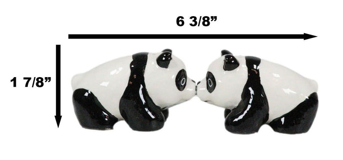 Ceramic Kissing Giant Panda Bears Salt And Pepper Shakers Holder Figurine Set