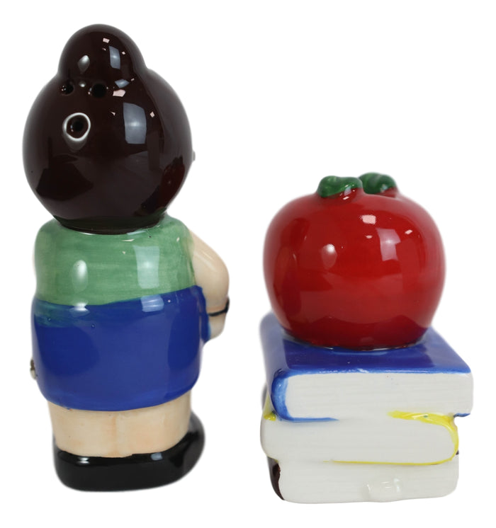 Ceramic Lady School Teacher And Red Apple Books Salt Pepper Shakers Figurine Set