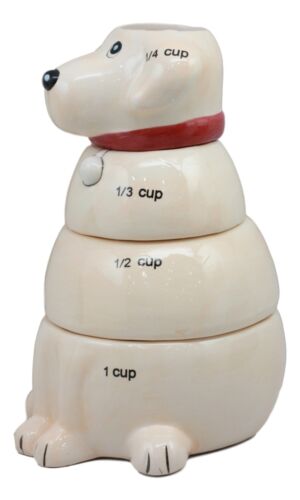 Ceramic Pedigree Labrador Dog Stackable Measuring Cups Set Of 4 Baking Cooking