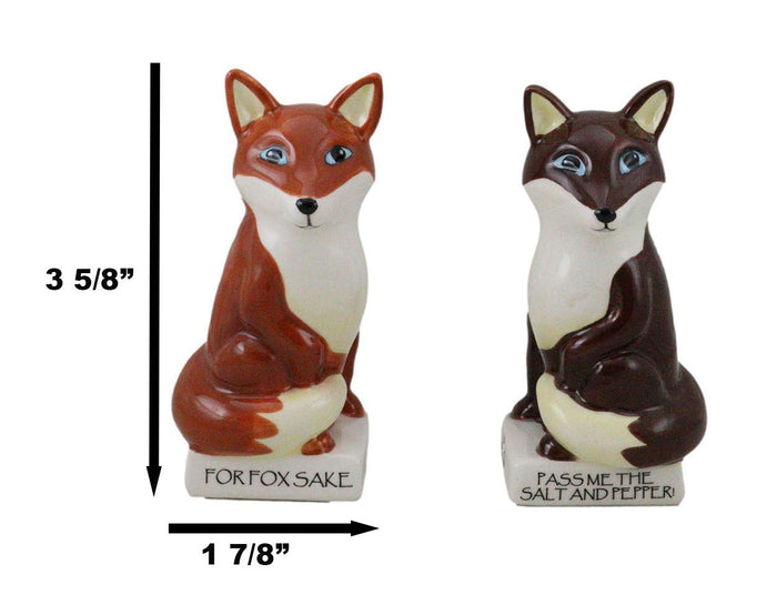 Ceramic Red Brown Foxes 'For Fox Sake Pass Me The Salt And Pepper ' Shakers Set