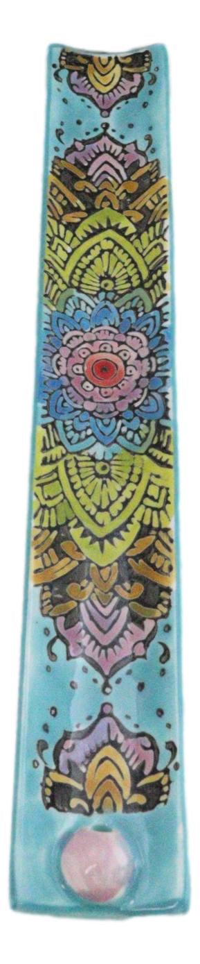 Ceramic Turquoise Blue Mandala Flowers Life Beauty And Renewal Incense Holder