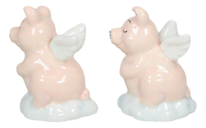Ceramic When Pigs Fly Angel Pig Couple On Clouds Kissing Salt And Pepper Shakers