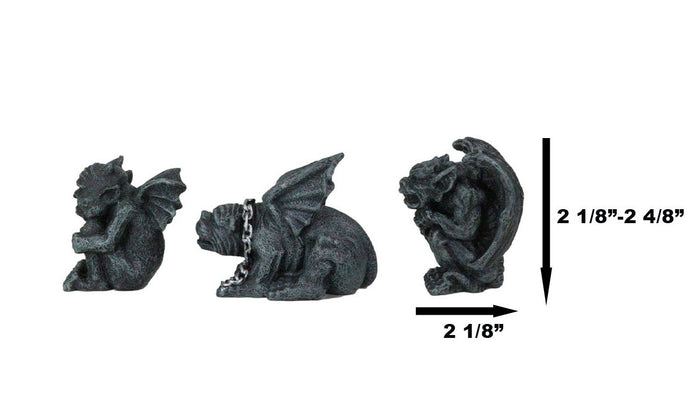 Chained Gothic Stoic Gargoyles Chimera Guardian Figurines Miniature Set 3"Tall