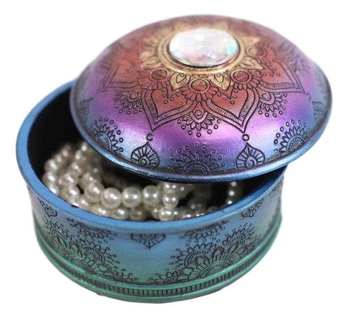 Chakra Rainbow Buddhist Mandala Wheel And Glass Cabochon Decorative Jewelry Box