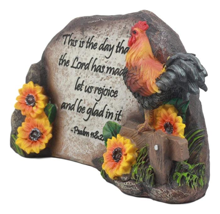 Chicken Rooster On Fence With Psalms Bible Verse Desktop Plaque Home Decor