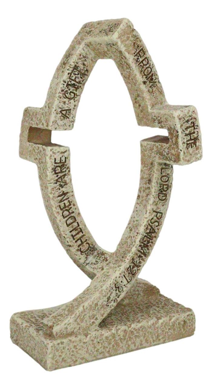 Christian Sacred Fish Ichthys 'Children Are A Gift From The Lord' Cross Figurine