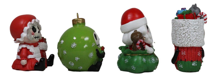 Christmas Furry Bones Mr Mrs Santa Claus Tree Ornament And Stocking Figurines