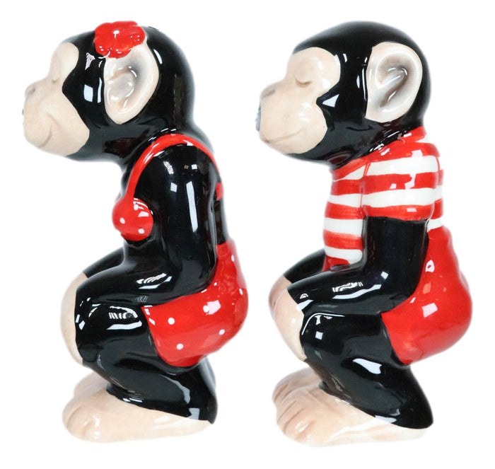Circus Carnival Red Monkeys Chimpanzees Couple Ceramic Salt Pepper Shakers Set