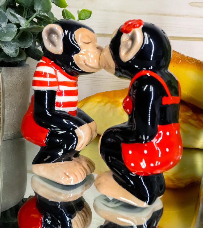 Circus Carnival Red Monkeys Chimpanzees Couple Ceramic Salt Pepper Shakers Set