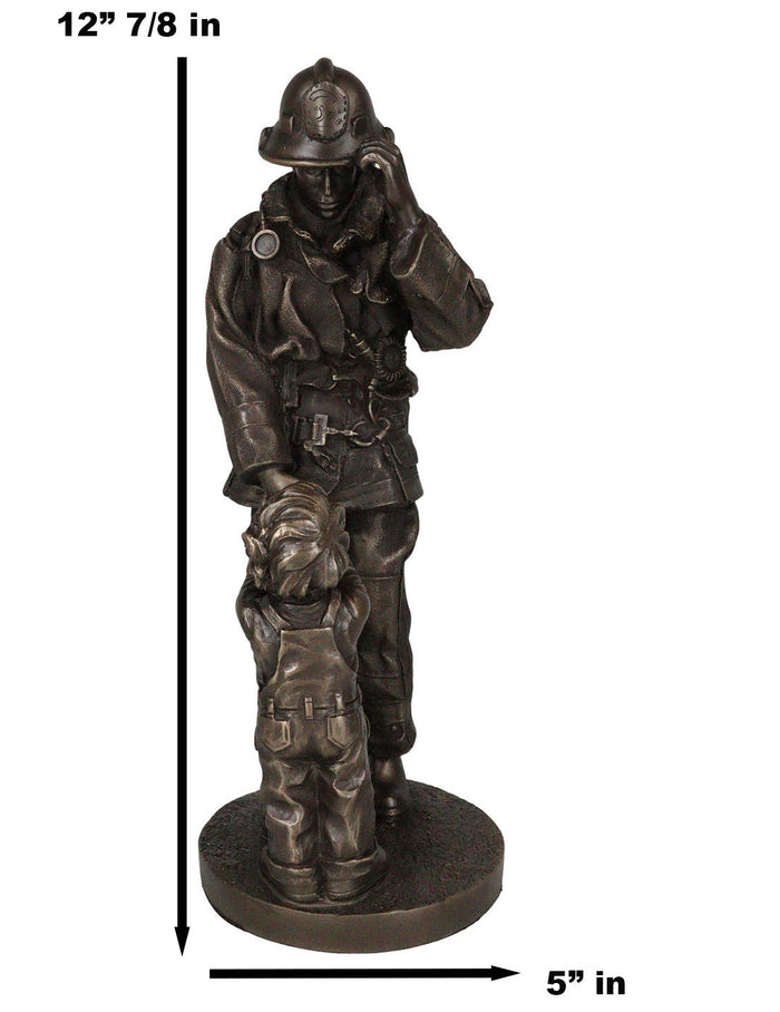 Civil Servant Fire Fighter Large Child Shaking Hands And Thanking Fireman Statue