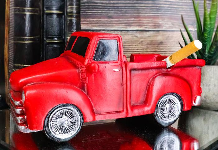 Classic Vintage Red Pickup Truck Hauling Smokes Cigarette Ashtray Figurine Classic Vintage Red Pickup Truck Hauling Smokes Cigarette Ashtray Figurine