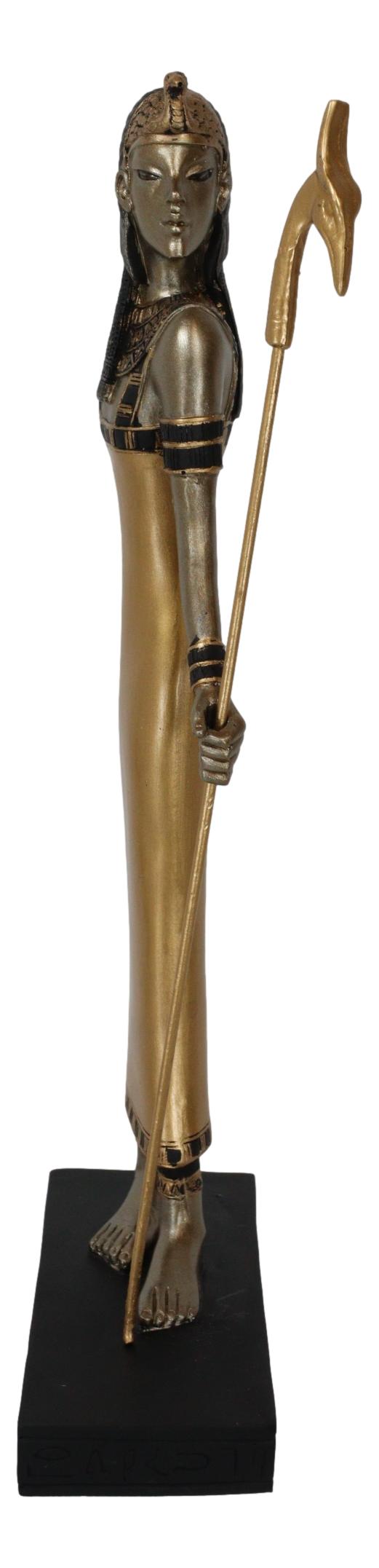 Classical Egypt Goddess Mother Isis Ra Holding Ankh Staff Slim Figurine 10"H