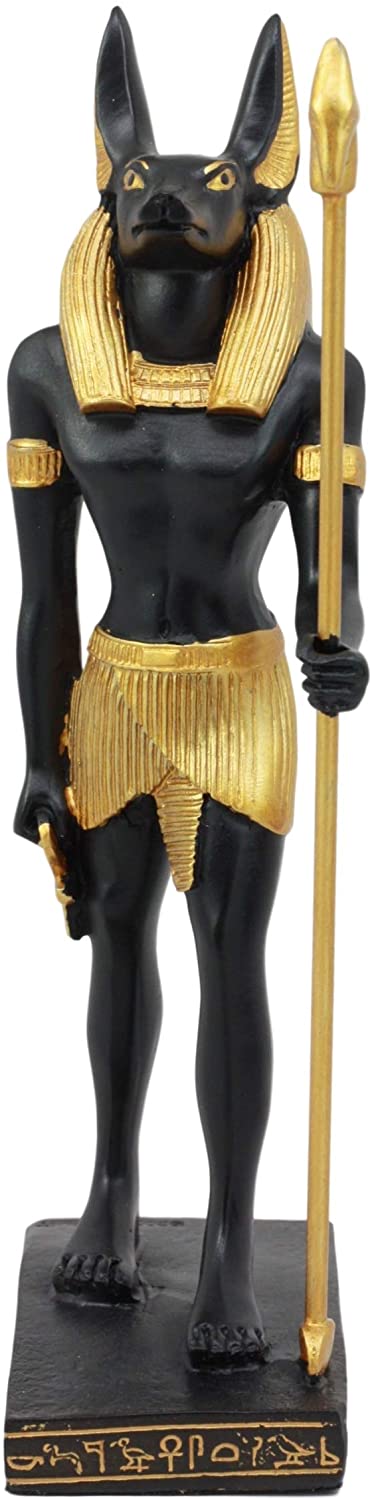 Classical Egyptian Afterlife Deity Anubis Jackal Dog And Man Form Figurine Set