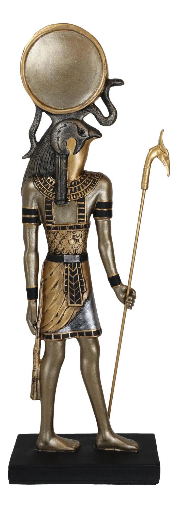 Classical Egyptian God Of The Sky And Sun Horus Ra With Uraeus Cobra Statue 12"H