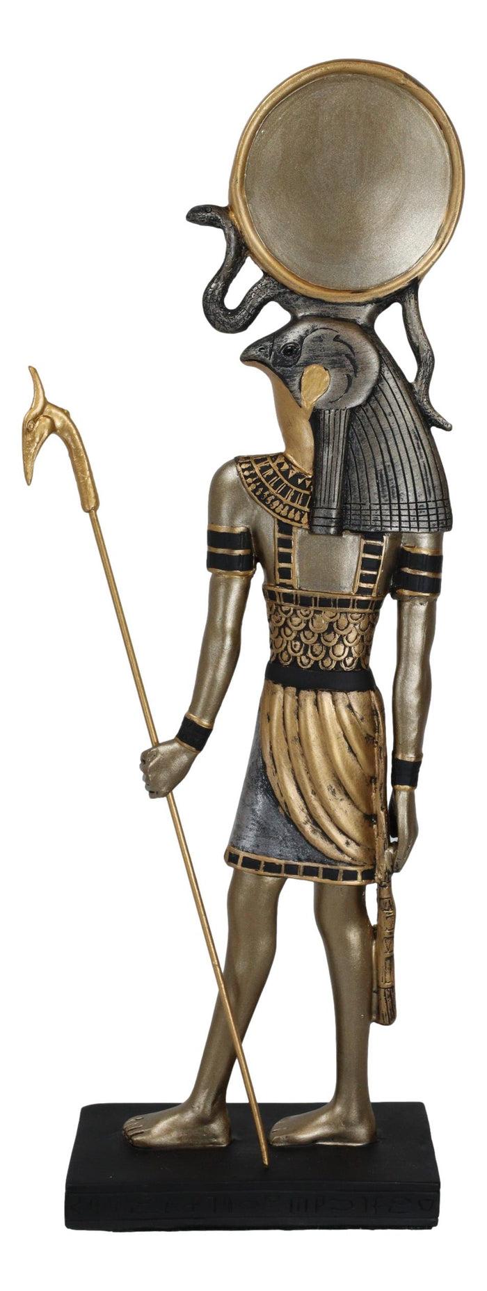 Classical Egyptian God Of The Sky And Sun Horus Ra With Uraeus Cobra Statue 12"H