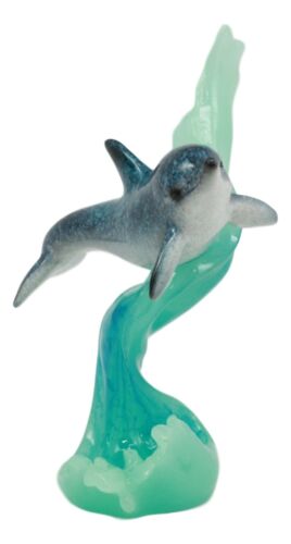Coastal Marine Ocean Playful Bottlenose Dolphin Gliding Over Sea Waves Figurine
