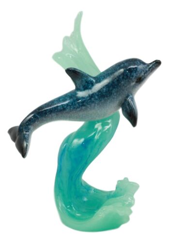 Coastal Marine Ocean Playful Bottlenose Dolphin Gliding Over Sea Waves Figurine