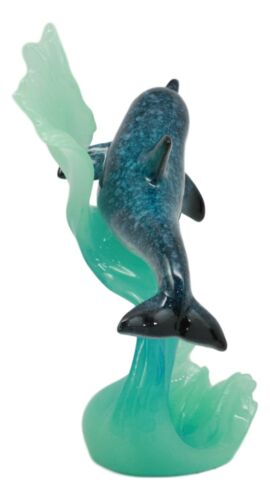 Coastal Marine Ocean Playful Bottlenose Dolphin Gliding Over Sea Waves Figurine