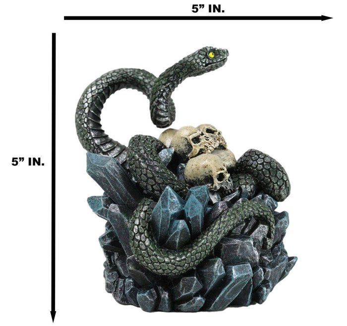 Coiled Attacking Snake On Mound Of Skulls At Crystal Rock Quarry Figurine