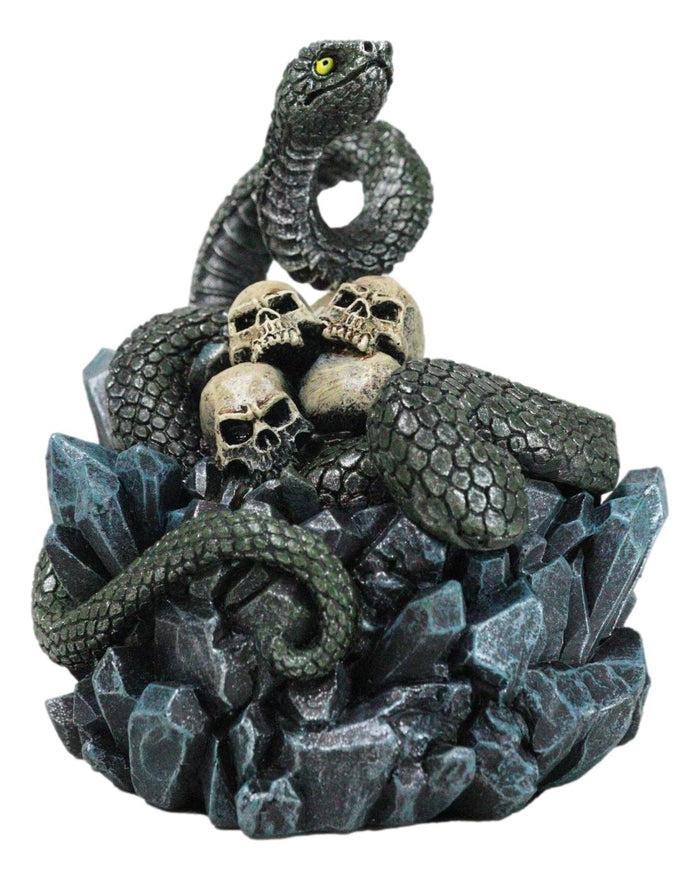 Coiled Attacking Snake On Mound Of Skulls At Crystal Rock Quarry Figurine