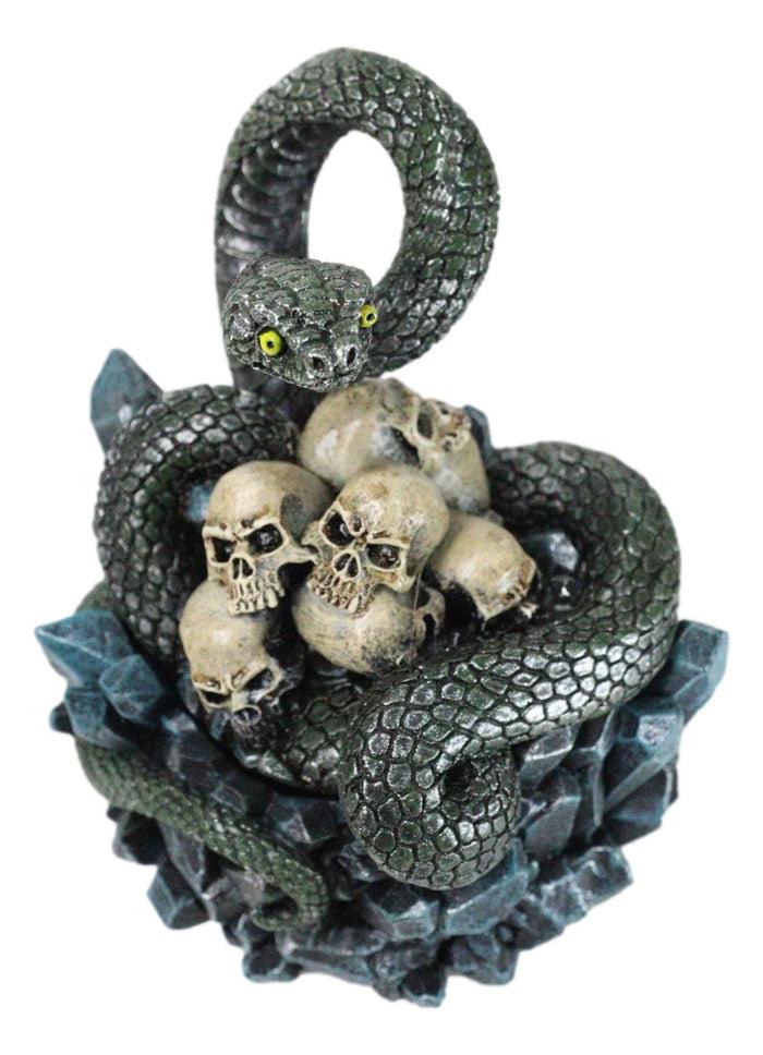 Coiled Attacking Snake On Mound Of Skulls At Crystal Rock Quarry Figurine