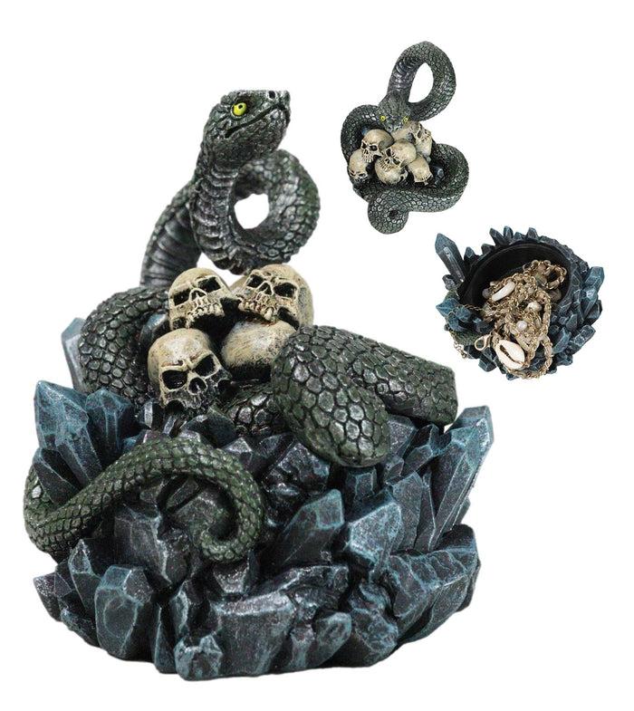 Coiled Attacking Snake On Mound of Skulls at Crystal Rock Quarry Figurine Coiled Attacking Snake On Mound of Skulls at Crystal Rock Quarry Figurine