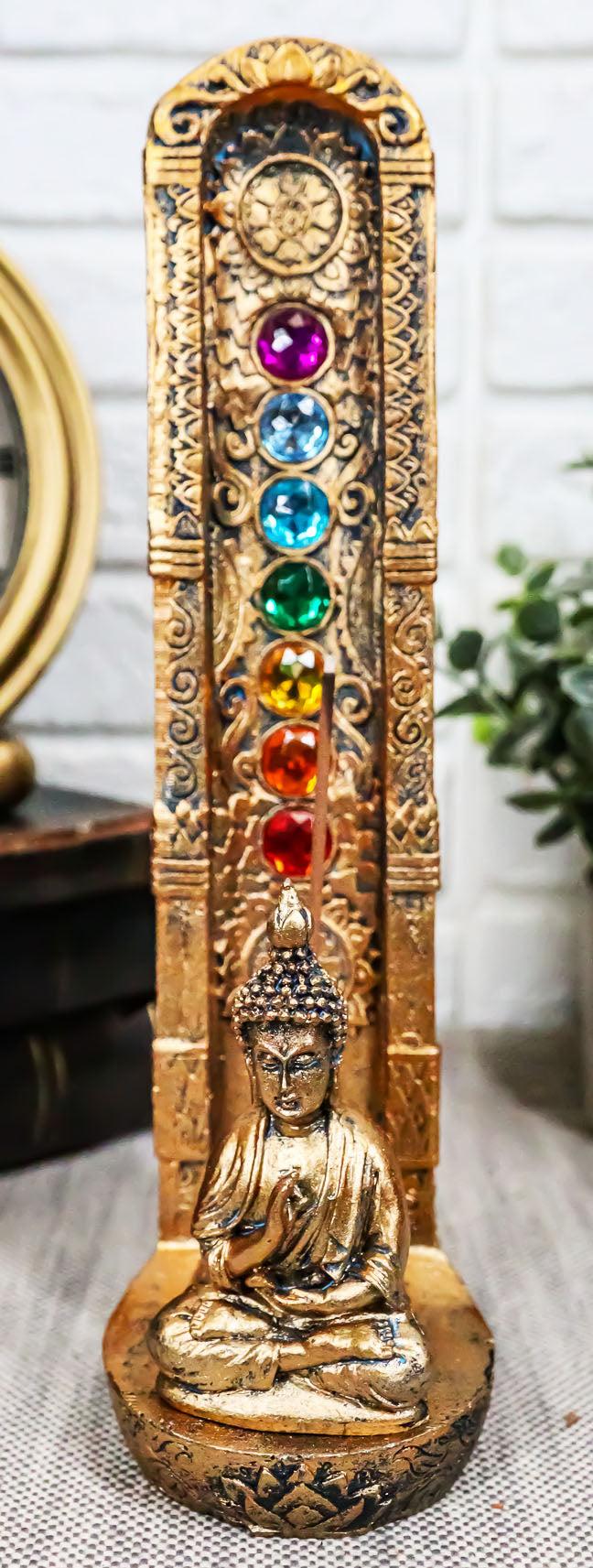 Colorful 7 Chakra Zone Colors Meditating Buddha Monk Incense Burner Figurine Colorful 7 Chakra Zone Colors Meditating Buddha Monk Incense Burner Figurine