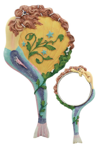 Colorful Atlantis Sirens Of The Seas Maiden Mermaid Hand Mirror Figurine Vanity