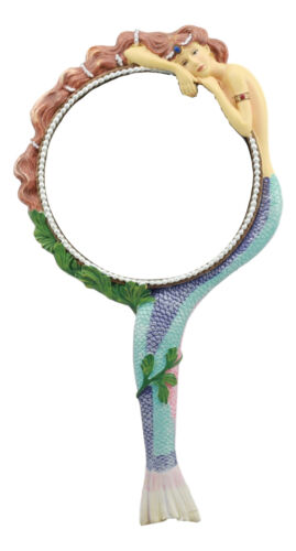 Colorful Atlantis Sirens Of The Seas Maiden Mermaid Hand Mirror Figurine Vanity
