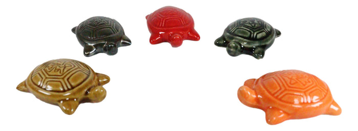 Colorful Fortune Turtles Tortoises Set Of 5 Chopsticks And Flatware Holder Rests