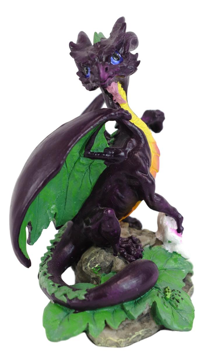 Colorful Fruits Vegetables Purple Eggplant Dragon Figurine Fairy Garden Decor